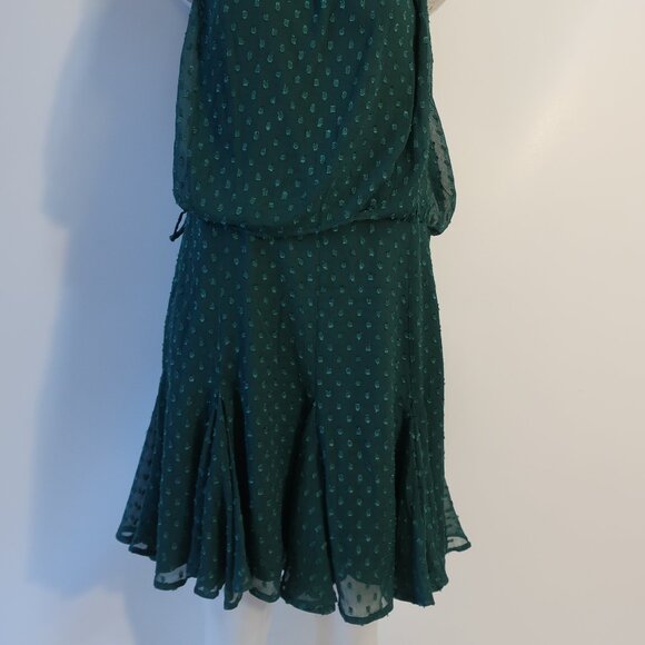 NWT Womens Asos Design Green Embroidered Dots Sleeveless Halter Dress 14 - Picture 10 of 16